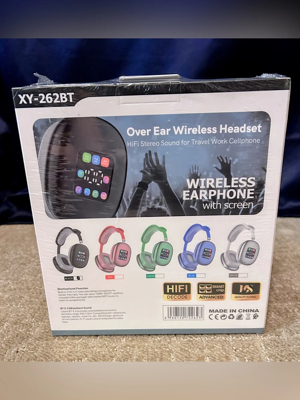 Wireless Over-Ear Headphones with Screen - Black
